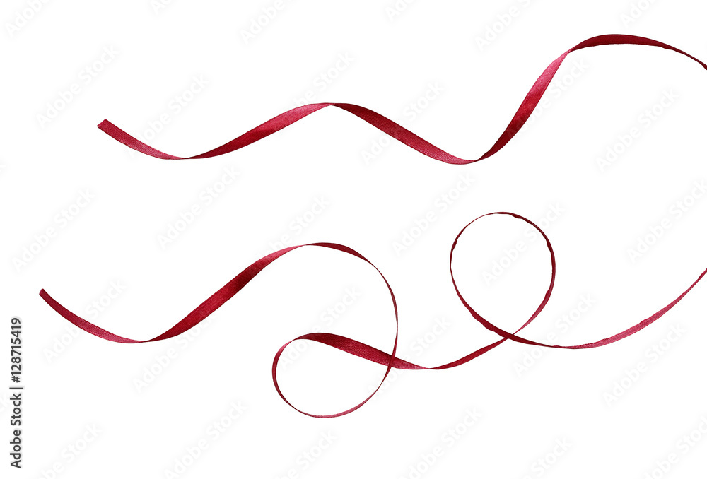 Set of red silk ribbons Set of red silk ribbons