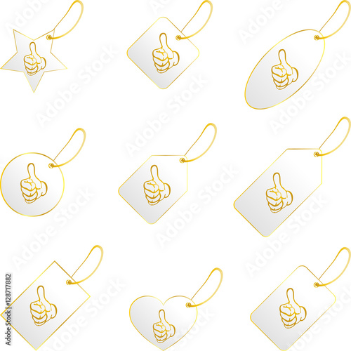 Etiketten mit Goldrand, Hand, Karten, Set, Anhänger