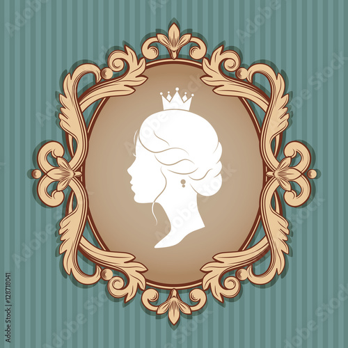 Profile silhouette of a princess in frame