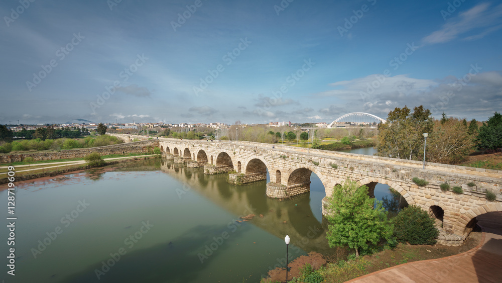 Roman bridge over Guadiana river in Merida