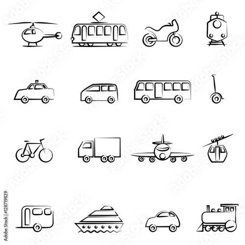 Transportation set outline icon