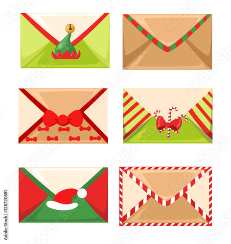 Santa s mailbox Vector illustration of a letter for Santa Claus Merry Christmas and Happy New Year. Mail wish list snow