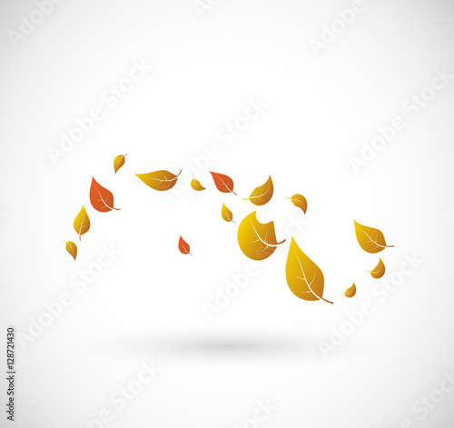 Leaves flying with the wind vector