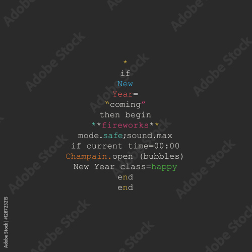 Christmas tree made of programming code in Ruby language