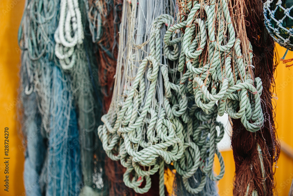 Fototapeta premium fishing nets background, fishing industry