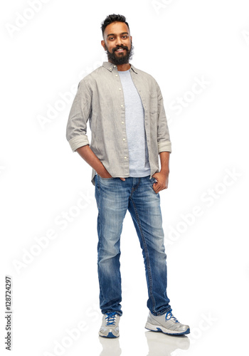 Fotografie happy smiling indian man over white