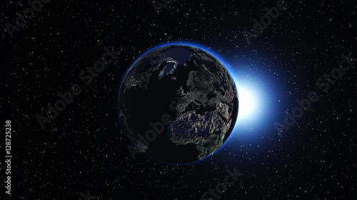 Planet Earth in space.Globe in galaxy. Elements of this image furnished by NASA © mikiel