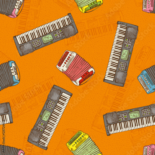 Seamless Pattern. Keyboard instruments
