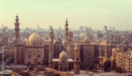 Mosque of Al Rifai and Madrasa of Sultan Hassan in Cairo.