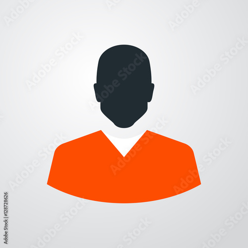 Icono plano silueta preso uniforme naranja en fondo degradado