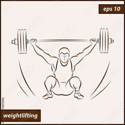 Vector illustration. Illustration shows a athlete raises the bar. Sport. Weightlifting