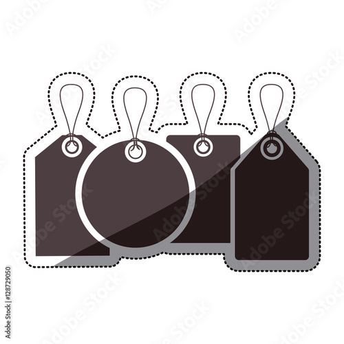 Black hang label icon. Tag banner product and decoration theme. Isolated design. Vector illustration