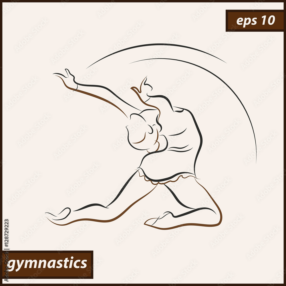 Vector illustration. Illustration shows a gymnast performs acrobatic moves. Sport. Gymnastics Vector illustration. Illustration shows a gymnast performs acrobatic moves. Sport. Gymnastics