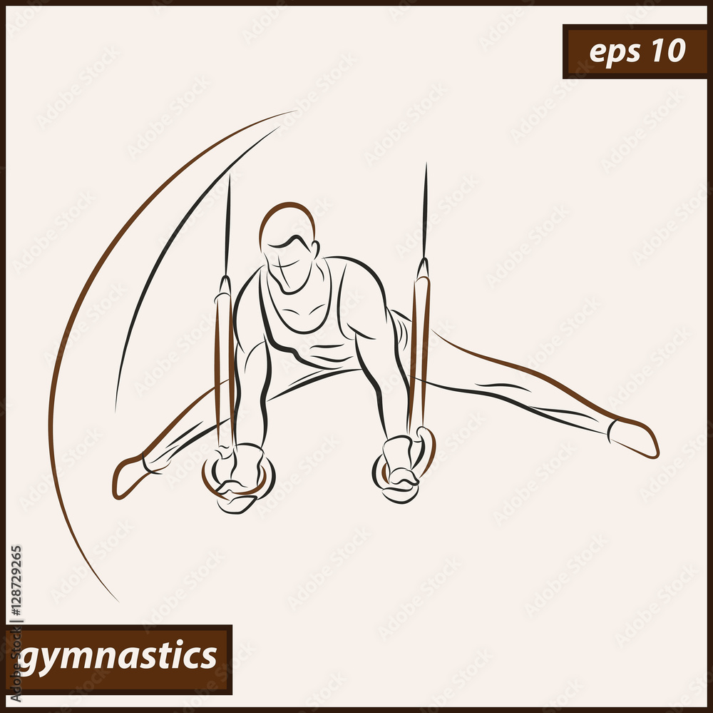 Vector illustration. Illustration shows a gymnast performing acrobatic