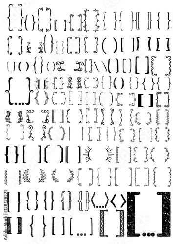 Big set of hand drawn Bracket. Bracket icon set for design element