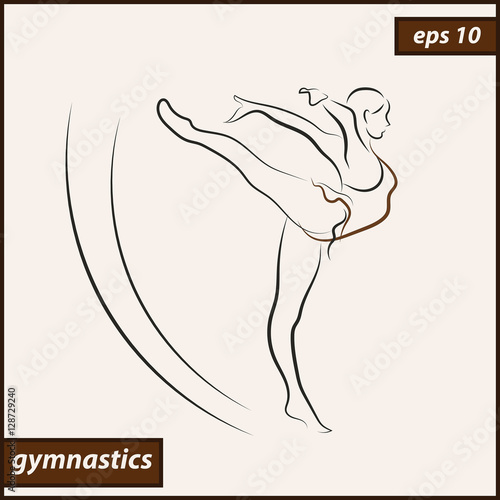 Vector illustration. Illustration shows a gymnast performs acrobatic moves. Sport. Gymnastics