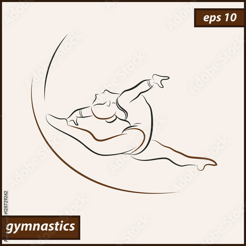 Vector illustration. Illustration shows a gymnast performs acrobatic moves. Sport. Gymnastics