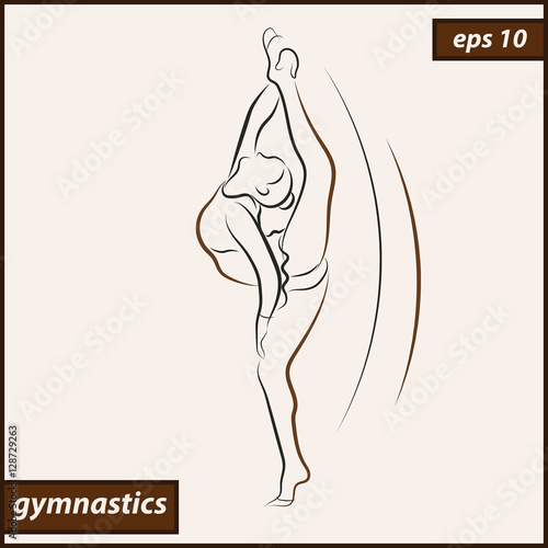 Vector illustration. Illustration shows a gymnast performs acrobatic moves. Sport. Gymnastics