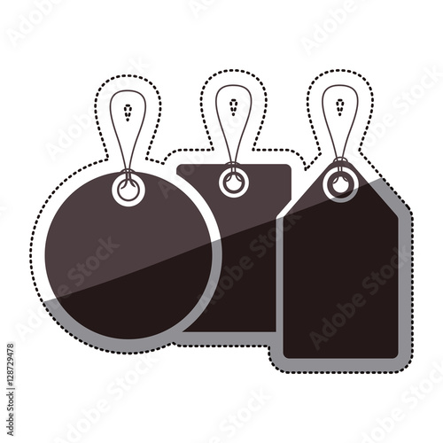 Black hang label icon. Tag banner product and decoration theme. Isolated design. Vector illustration
