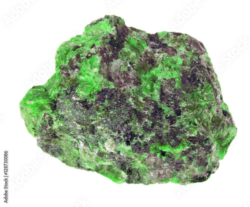 single dark green stone isolated on white