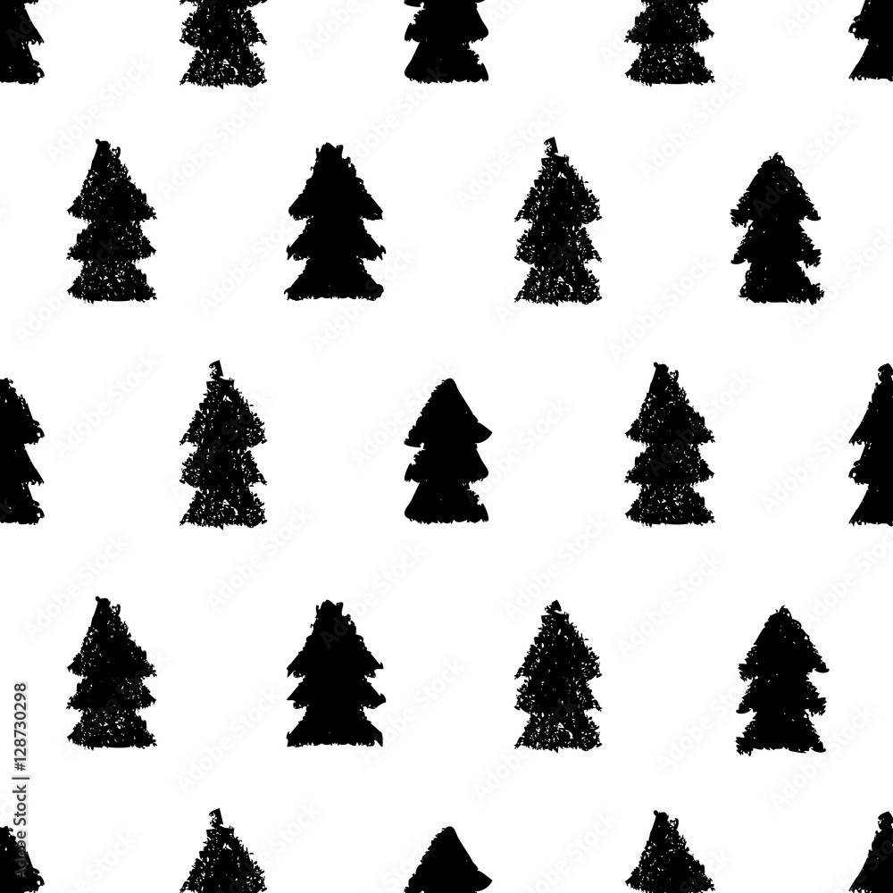 Obraz premium Christmas trees seamless pattern.