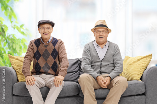 Seniors sitting on a sofa