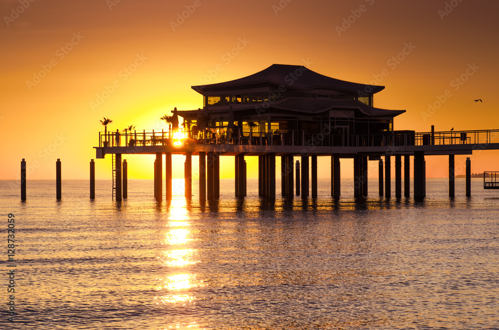 baltic sea and the teahouse bridge in Timmendorfer Strand