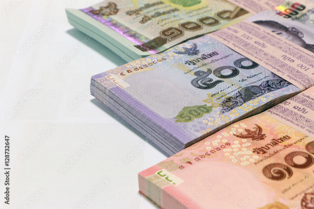 Money background ,Thai currency on White background Money background ,Thai currency on White background