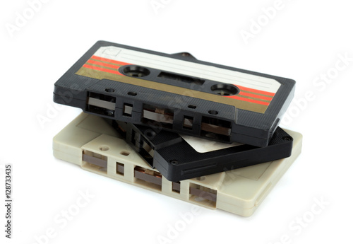 vintage cassette tape isolated white background