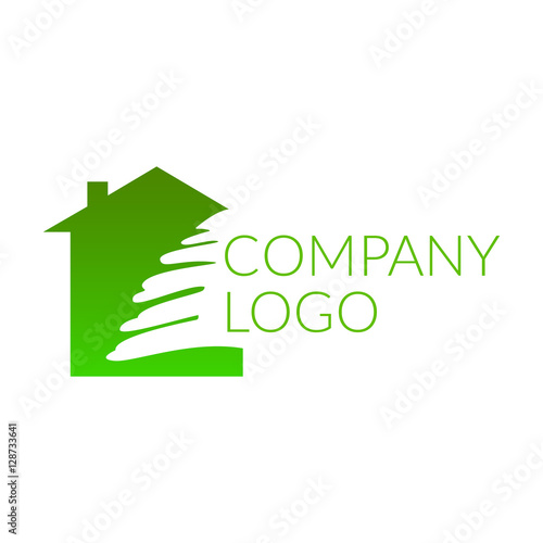 Logo dla firmy z branży ekologicznej, dom z drzewem
