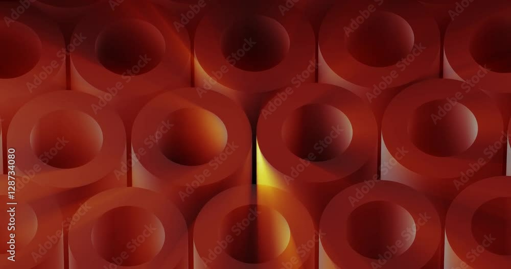 A slow moving 4K looping background design animation of 3D circles with light rays. A slow moving 4K looping background design animation of 3D circles with light rays.