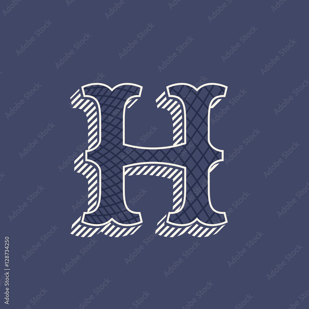 H letter logo in retro money style with line pattern. H letter logo in retro money style with line pattern.