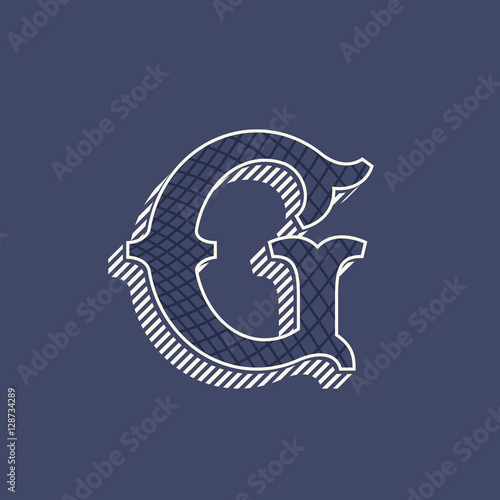 G letter logo in retro money style with line pattern. © kaer_fstock