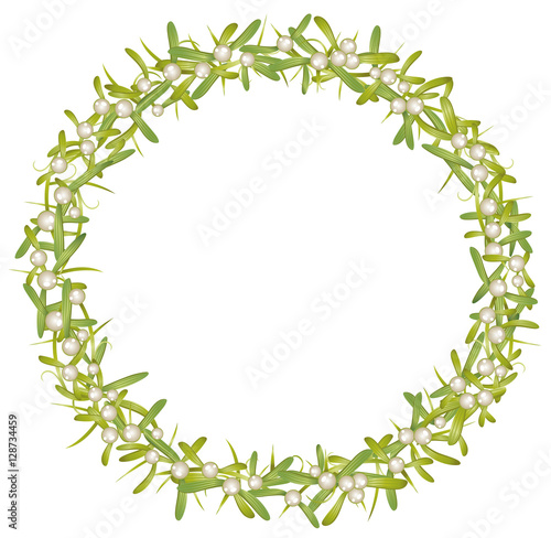 Weihnachten. Kranz mit Misteln, Mistelkranz.