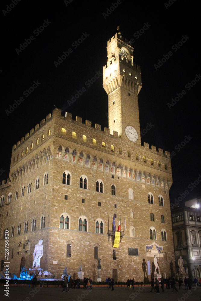 Palazzo Vecchio by night, Florence, Italy