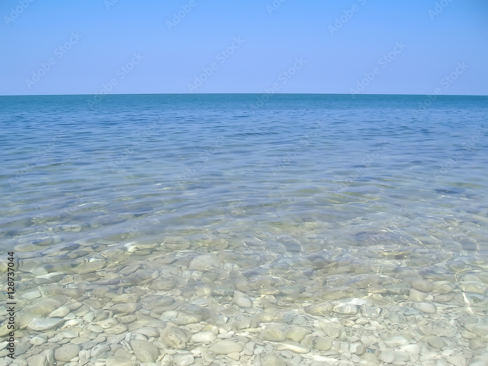 Minimalist seascape with sea and blue sky Minimalist seascape with sea and blue sky
