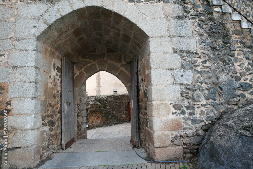 Door of the castle of Cumbres Mayores, spain