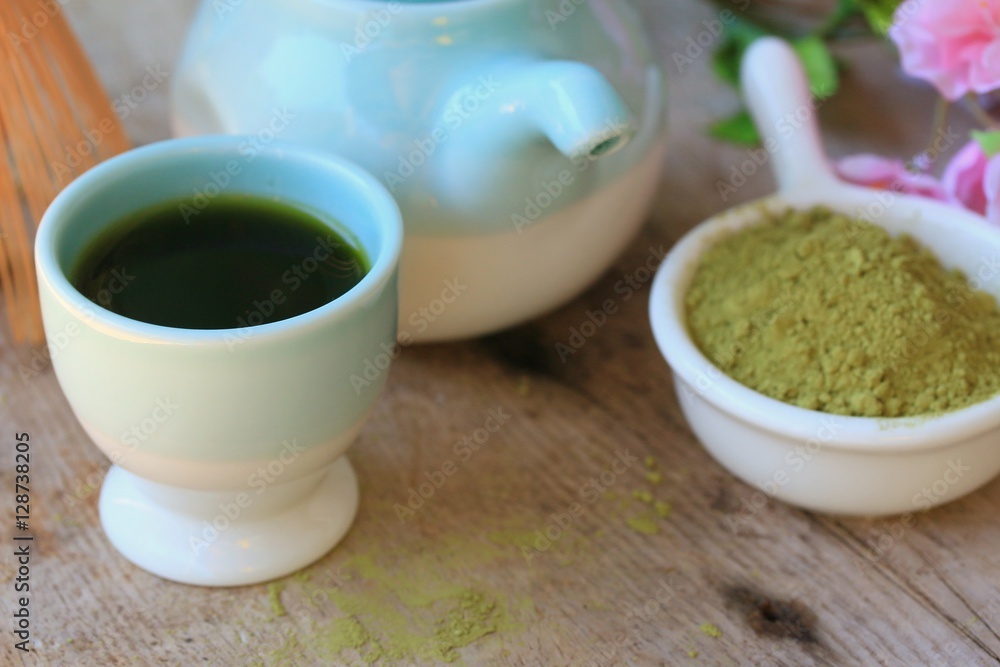 hot green tea with powder hot green tea with powder