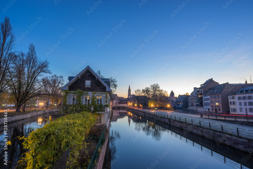 Strasbourg, medieval bridge Ponts Couverts is located in the historic district 