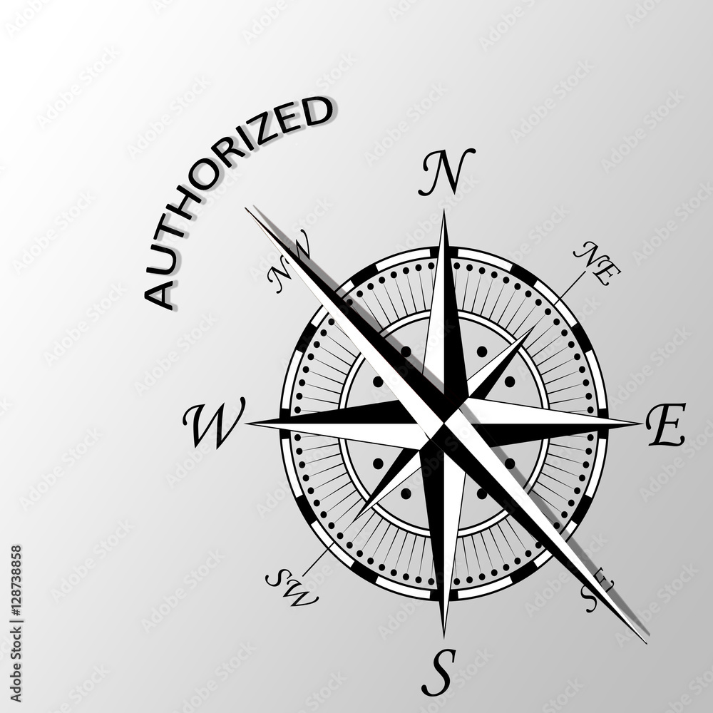 Illustration of authorized word written aside compass Illustration of authorized word written aside compass