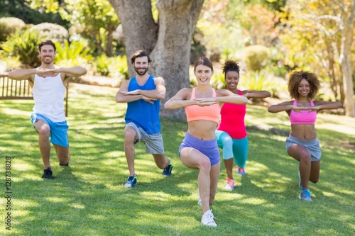 Group of friends exercising