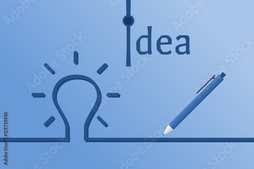 pen, light bulb, and idea