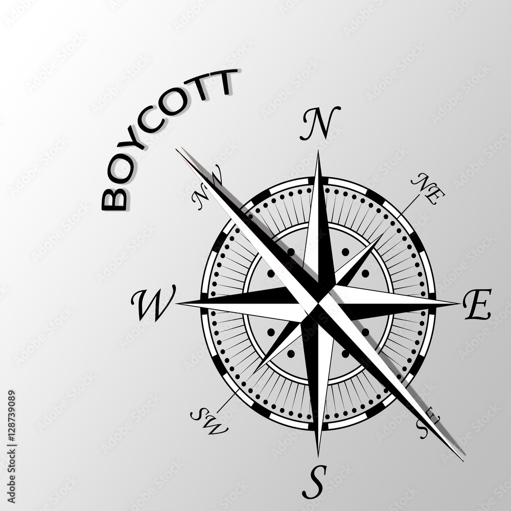Illustration of boycott word written aside compass Illustration of boycott word written aside compass