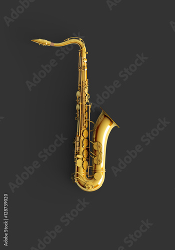 Saxophone on color background