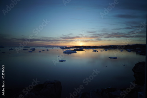 sunset time to arctic ocean in Greenland © murattellioglu