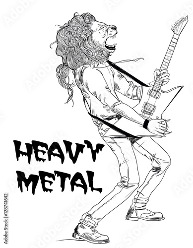 Fototapeta Naklejka Na Ścianę i Meble -  lion musician playing guitar