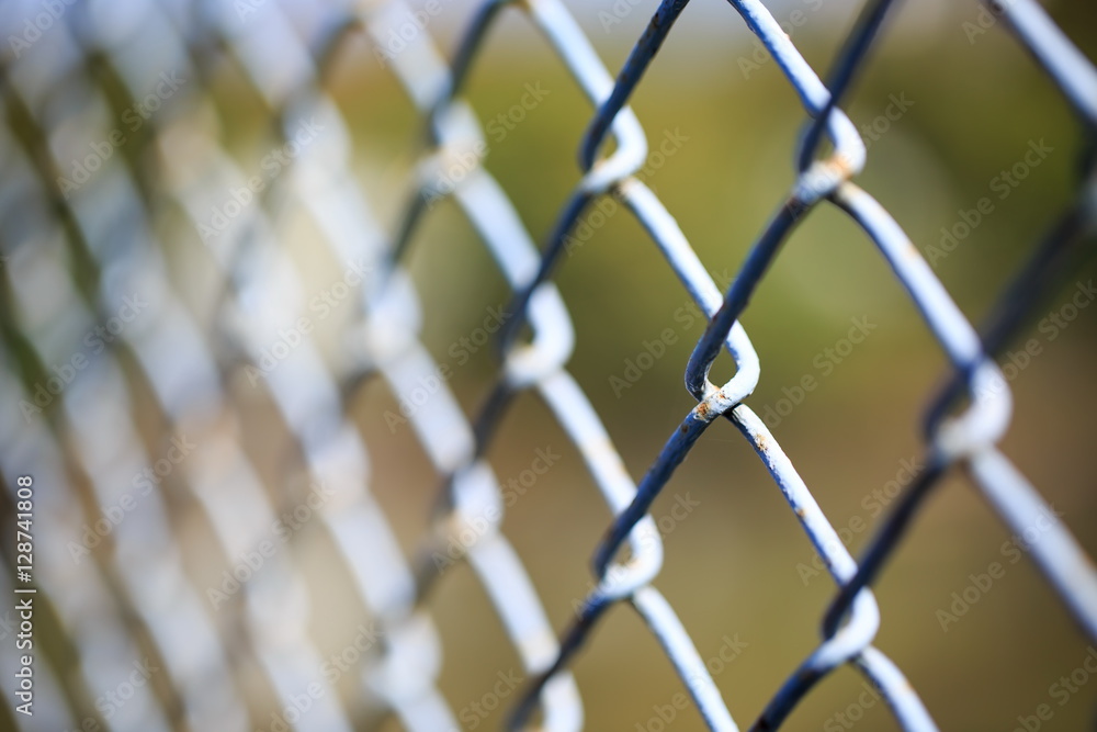 Fototapeta premium Tied together with iron mesh fence.