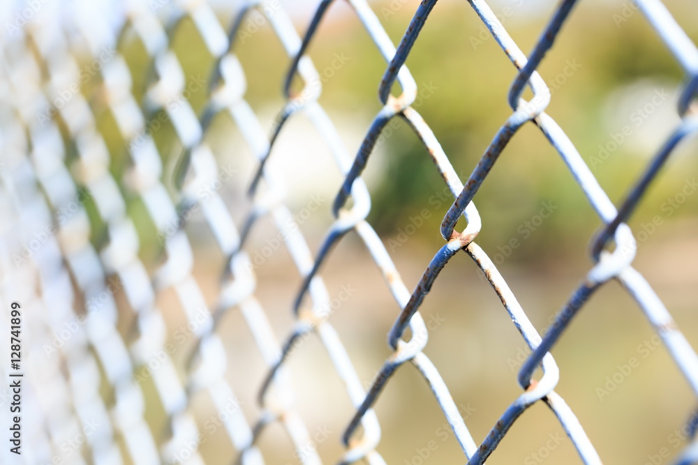 Fototapeta premium Tied together with iron mesh fence.