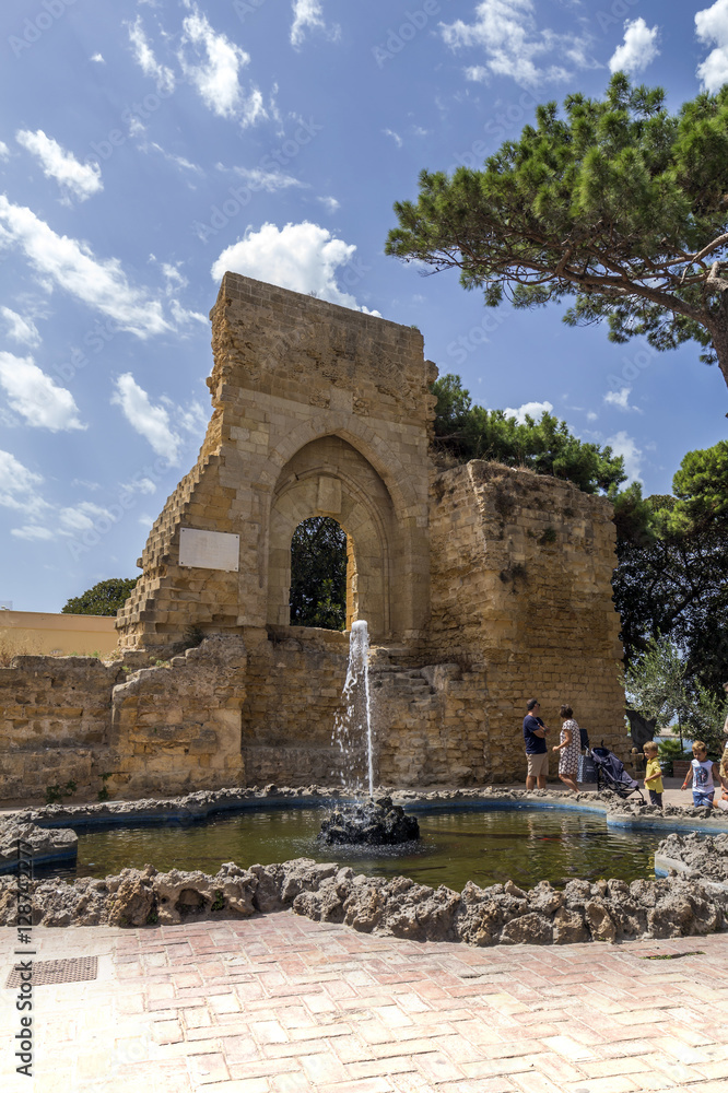 fountain and ancient building ruins