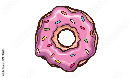 Vector donut. Sugar donut. Donut for bakery menu. Cafe donut. Glazed cool donut.